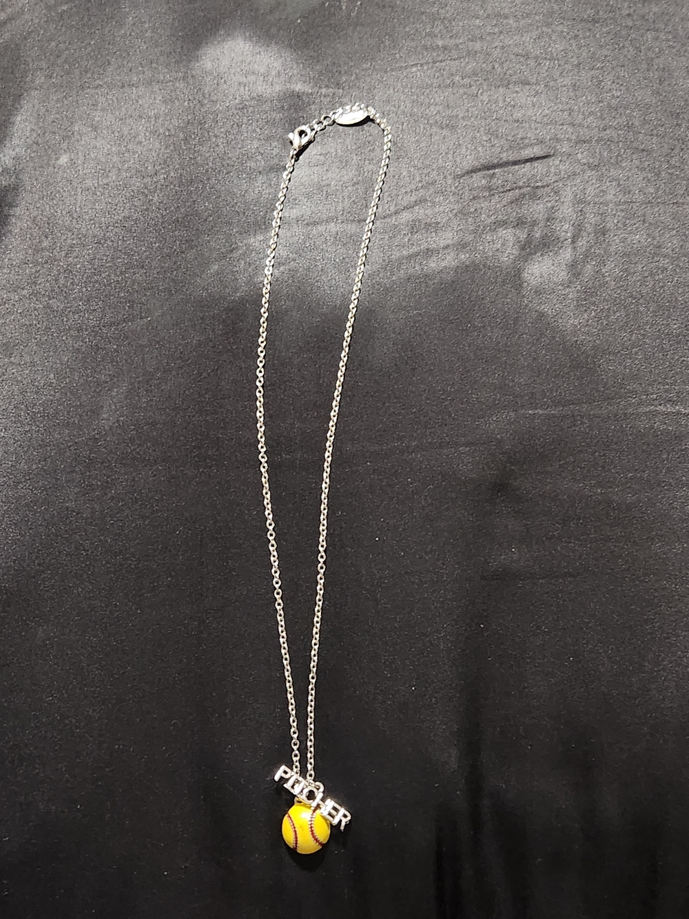 Gimmedat Softball Pitcher Necklace Yellow Ball Charm Game Day Jewelry